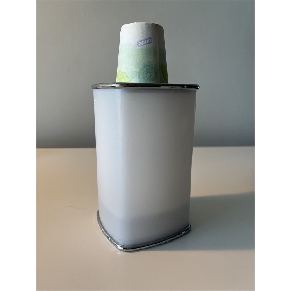 VTG Dixie Cup Dispenser White  & Silver for 3oz & 5oz Cups Bathroom Seashell Cup